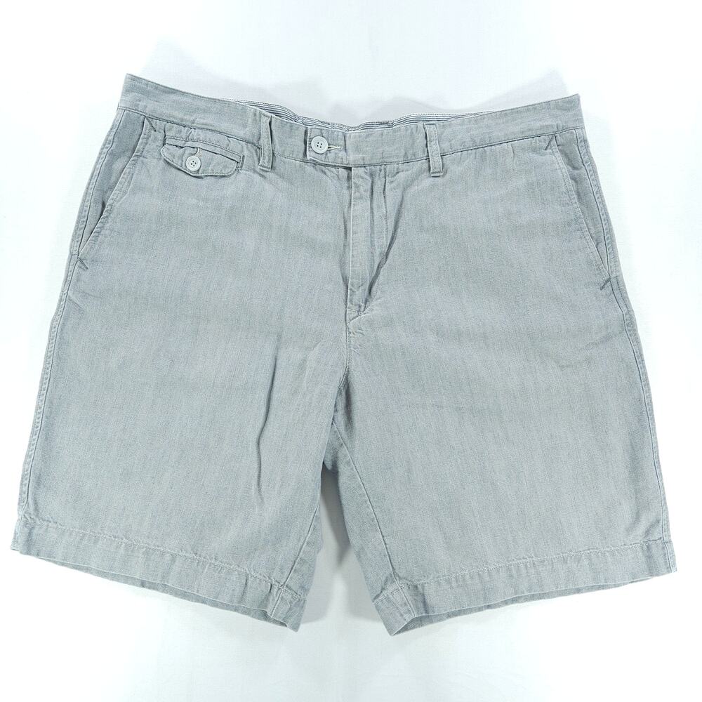 Vintage Lacoste Chino Shorts Men Waist 38 Gray Cotton Linen Flat Front Preppy